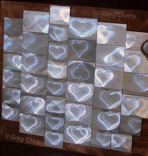 Heart Mill etched holograms by Greg Cherry  copper composite by Nancy Gorglione